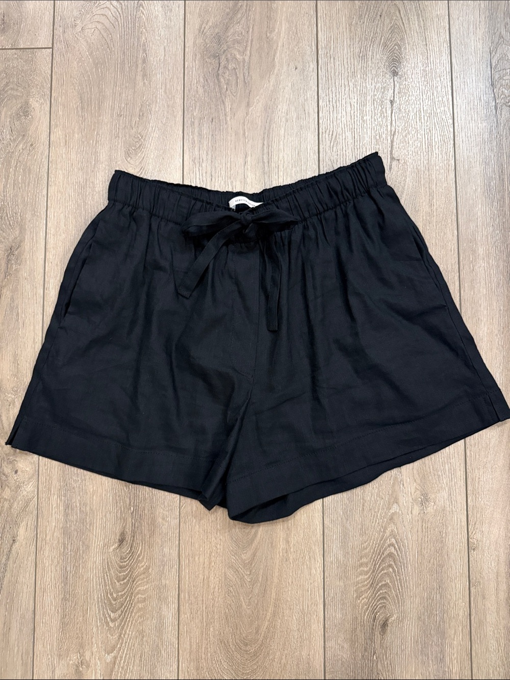 Rebecca Taylor Linen Pajama Black Pull-On Drawstring Shorts - Large NWOT